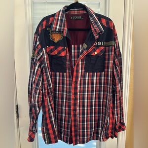 COOGI Multicolor Plaid Shirt with Embroidery size XXL